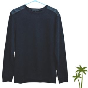 Banana Republic Men’s shirt leather like shoulder decoration Black Medium